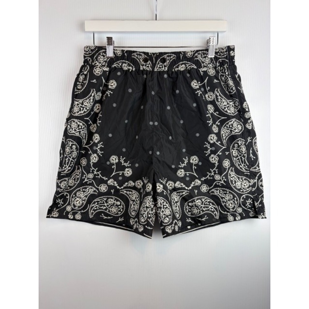 Maison Article Shorts Mens Medium Black Rose Paisley Hybrid Bandana Goth Y2K New